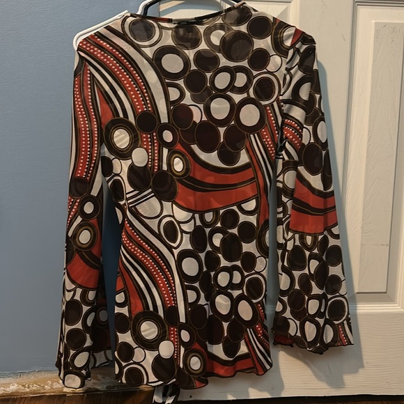 Orange and brown, retro style, medium, blouse, Rampage - Picture 4 of 4